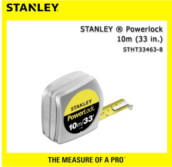 STANLEY POWERLOCK Measuring Tape (1” x 33ft/10m)