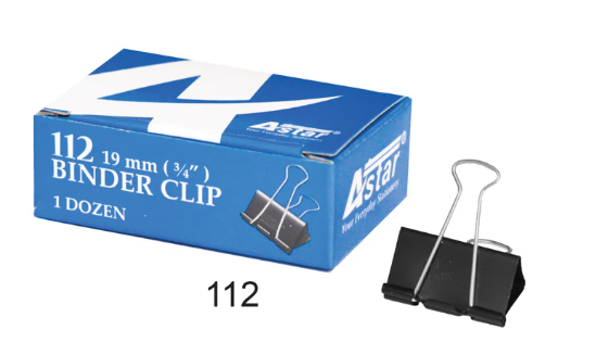 Astar Binder Clip 112 19mm 12 pieces