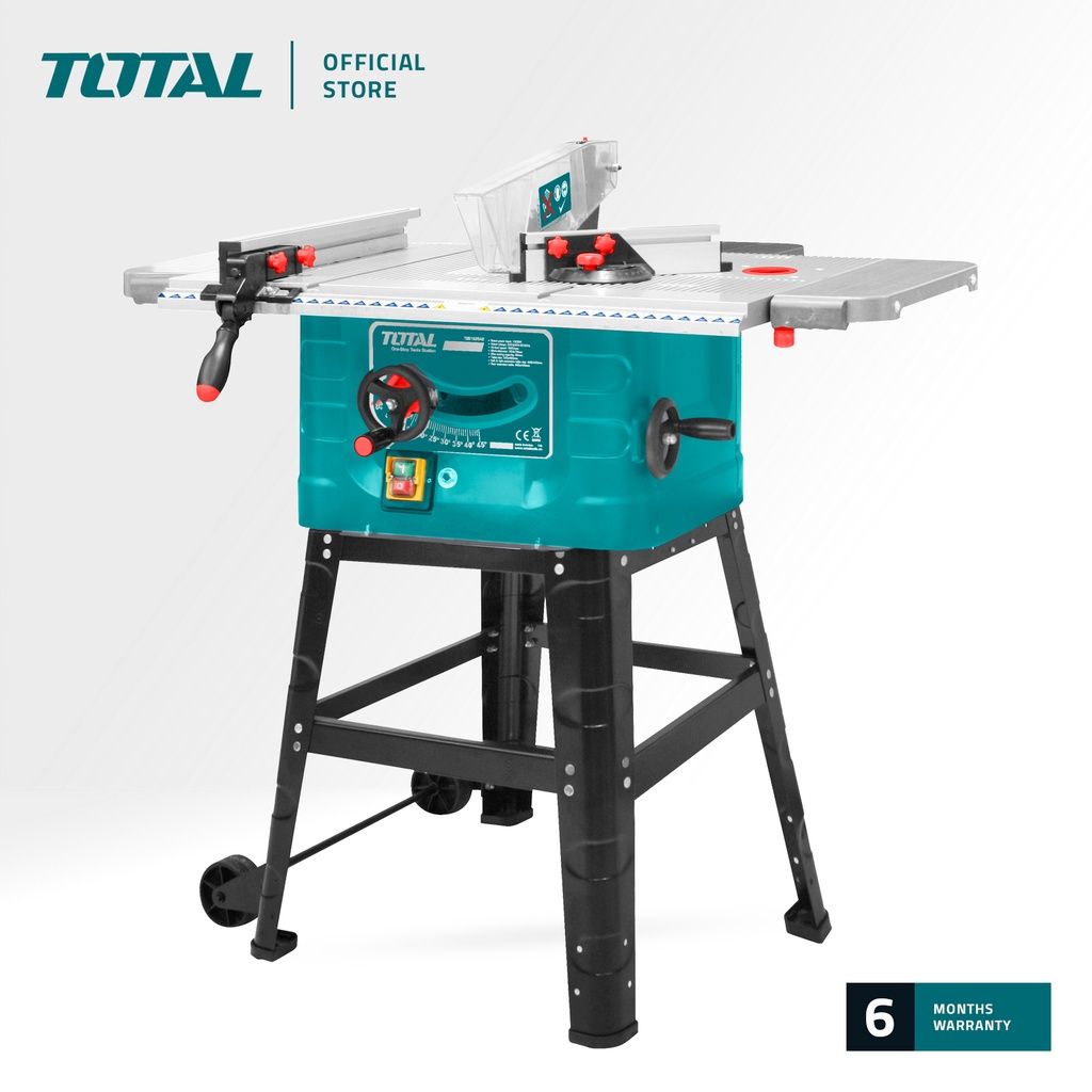 TOTAL TS5152542 TABLE SAW (BUILT-IN 2 PCS CASTOR WHEELS ON THE SIDE FOR EASE OF ROLLING AROUND.)