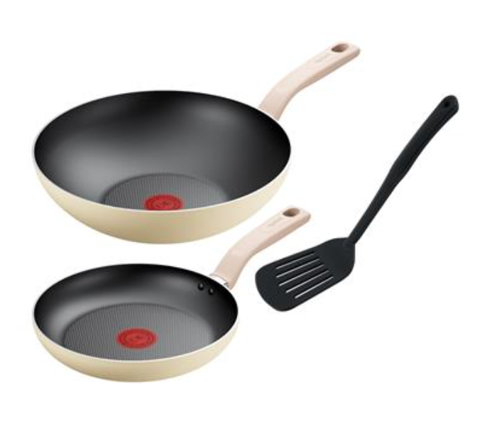 TEFAL LEMONY COOKWARE 3PCS SET (WORKPAN 28CM+FRYPAN 22CM+SPATULA)