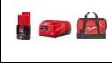 MILWAUKEE M12™ Starter Pack B3 M12™ 3.0Ah REDLITHIUM™-ION Battery M12™ Charger M12™ Contractor Bag