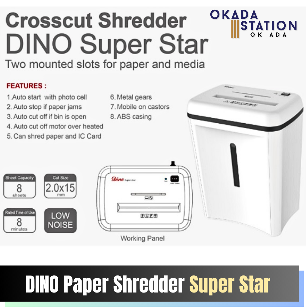 Dino Star Dino Super Star Paper Shredder - Micro Cut / DINO / Paper Shredder / Super Star Paper Shredder / Dino Super Star / Mesin Pencincang / Mesin Potong Kertas