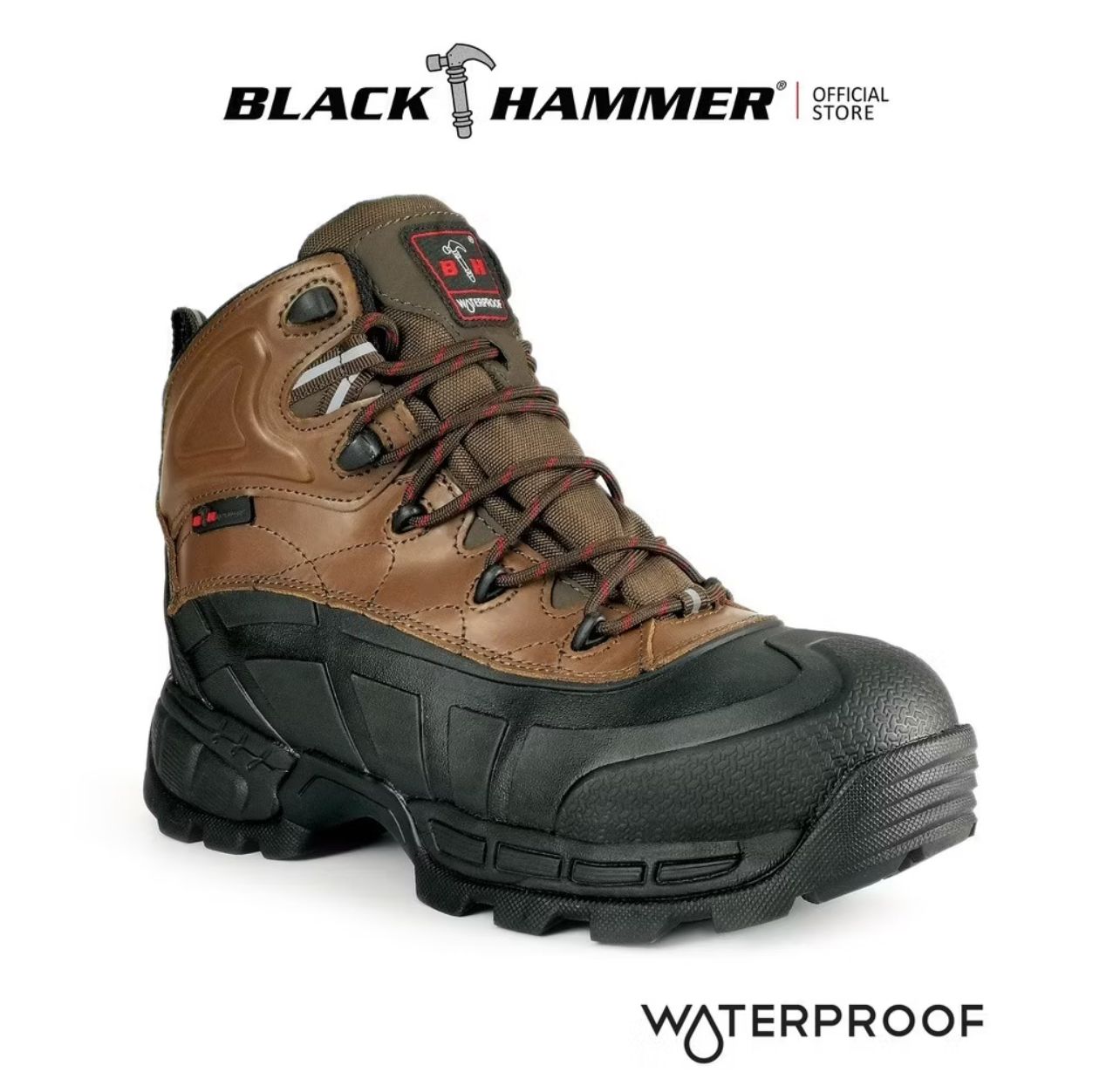 Black Hammer Men WATERPROOF Mid Cut with Shoelace Safety Shoe BHS201611