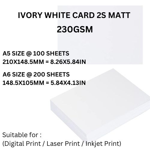 Ivory Card 230gsm A5 size 1pack/ 100pcs