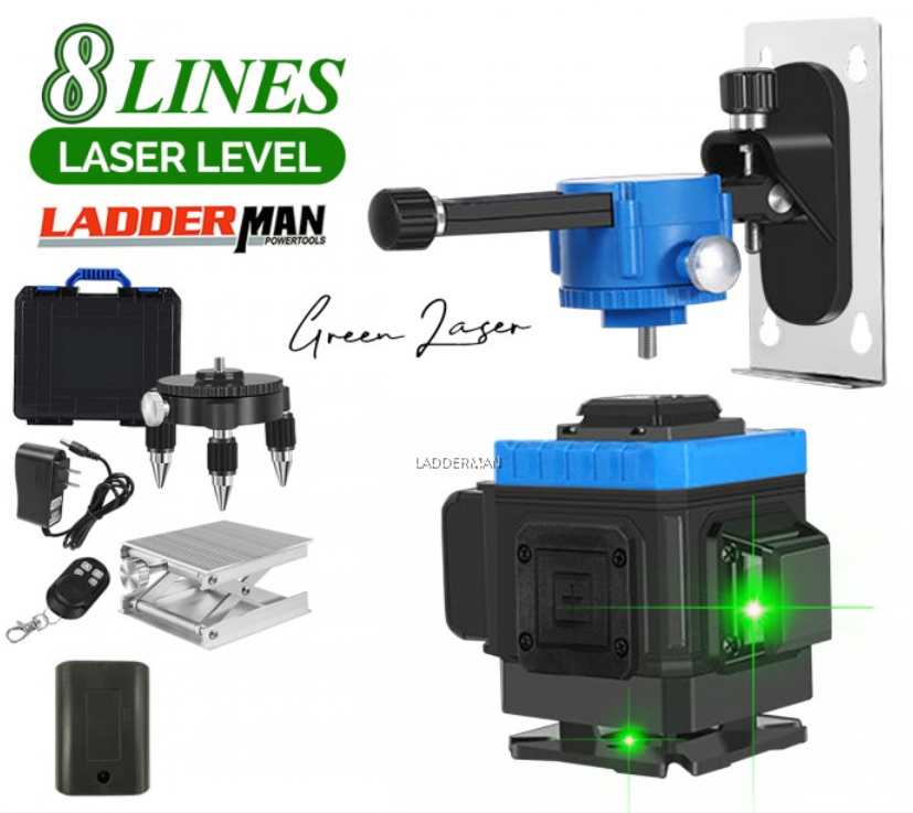 [PACKAGE] LADDERMAN 8 LINE LASER LEVEL GREEN LIGHT SELF-LEVELING 360?? ROTARY CROSS AUTO MEASURING TOOL REMOTE CONTROL