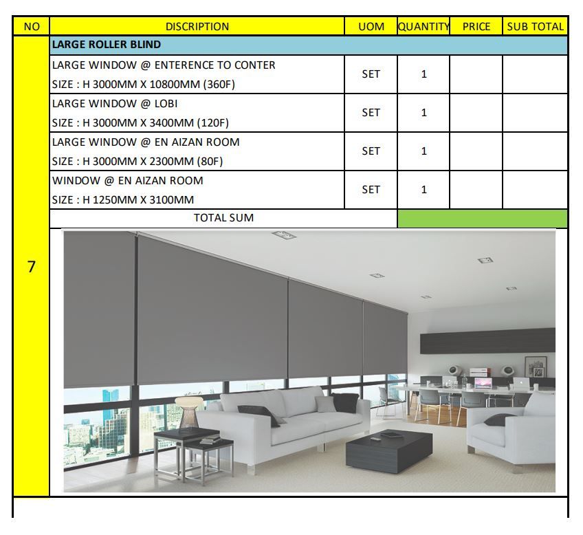 OK LARGE SIZE ROLLER BLIND - SET