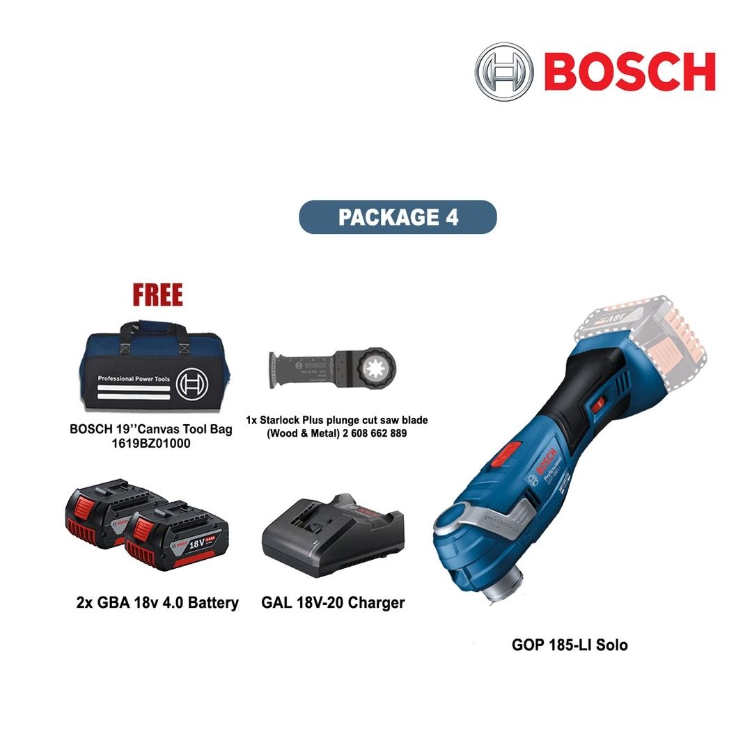 BOSCH 18V GOP 185-LI GOP185 GOP 185 Professional Cordless Multi-cutter 06018G2080 STARLOCK PLUS LED Light
