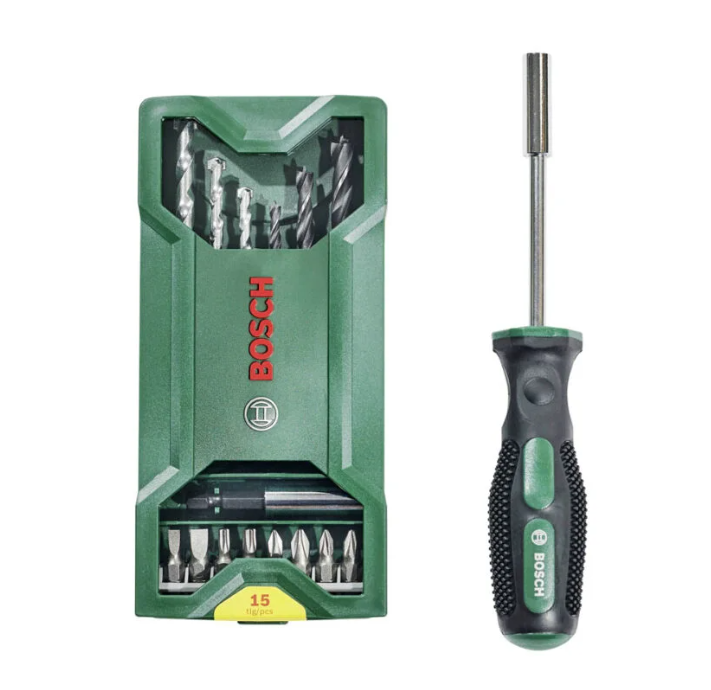 BOSCH 15-PCS MINI-X-LINE MIXED SET + HAND SCREWDRIVER (2607017654)