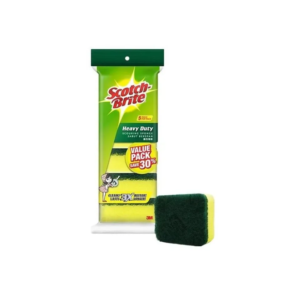 3M SCOTCH BRITE SCOURING SPONGE (5'S/PKT)