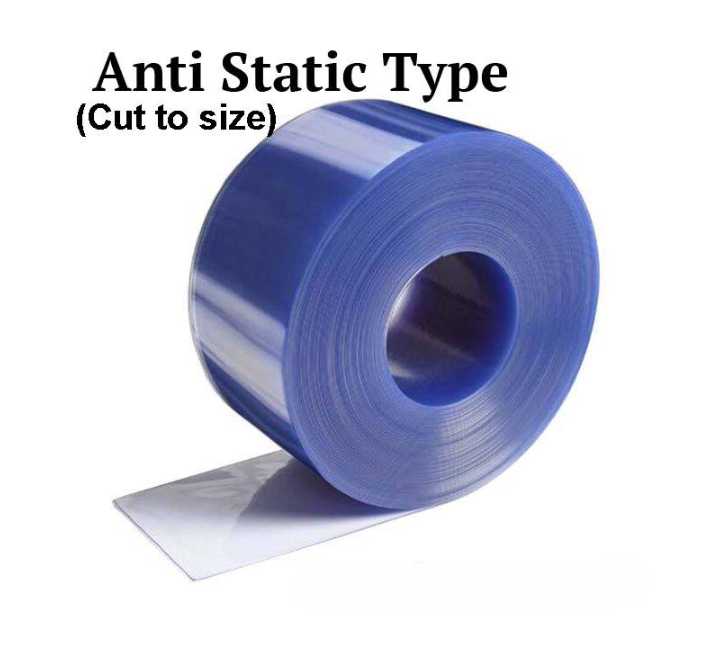 ANTI STATIC PVC CURTAIN STRIP CLEAR BLUE 2MM THICK LOOSE CUT BY METER RUN (PVC-CURTAIN-BL-AS-2x200x50-1m)