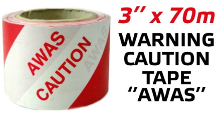 ATKC PVC Hazardous Warning Barricade Tape 3' (70MM) 300G