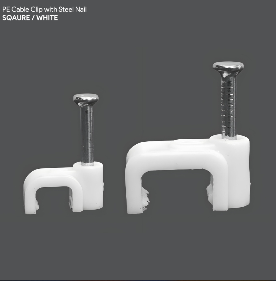 PE CABLE CLIP SQUARE WHITE 5MM 9MM