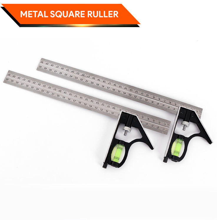 RANDOM JIN LING COMBINATION METAL SQUARE RULER (WITH LEVEL) 30CM RANDOM