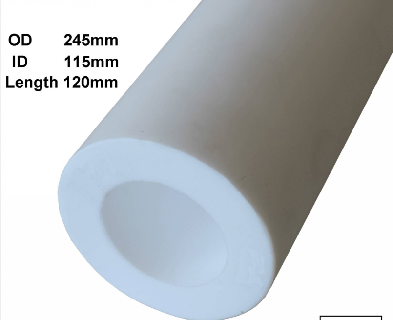 PTFE HOLLOW ROD OD 245MM X ID 115MM X 120MM L WHITE COLOR TUBE HOLLOW PIPE BUSH ROUND BAR