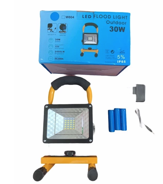 30WATT 24 LED RECHARGEABLE PORTABLE FLOOD LIGHT SPOT LIGHT IP65 LANTERN OUTDOOR CAMP EMERGENCY LAMP OR STAND