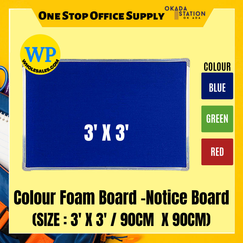 FEEYOND NOTICE BOARD / FOAM BOARD / 3' X 3' / FNB-33 / COLOUR FOAM BOARD / ALUMINIUM FRAME / FOAM NOTICE BOARD / PAPAN NOTIS BUIH