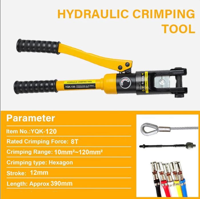 Hand Operated Hydraulic Crimping Tool, for Cable Lugs, Hydraulic Wire Crimper Terminal Tool with 8 Pairs of Dies
