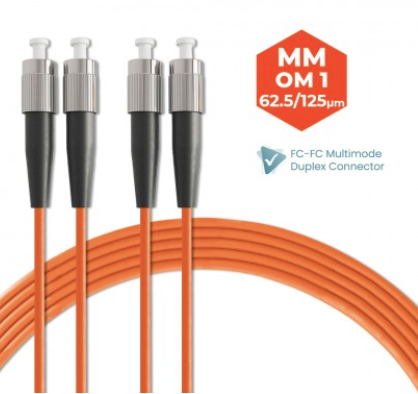 FC-FC 62.5/125 OM1 MULTIMODE DUPLEX FIBER OPTIC PATCH CABLE 3M
