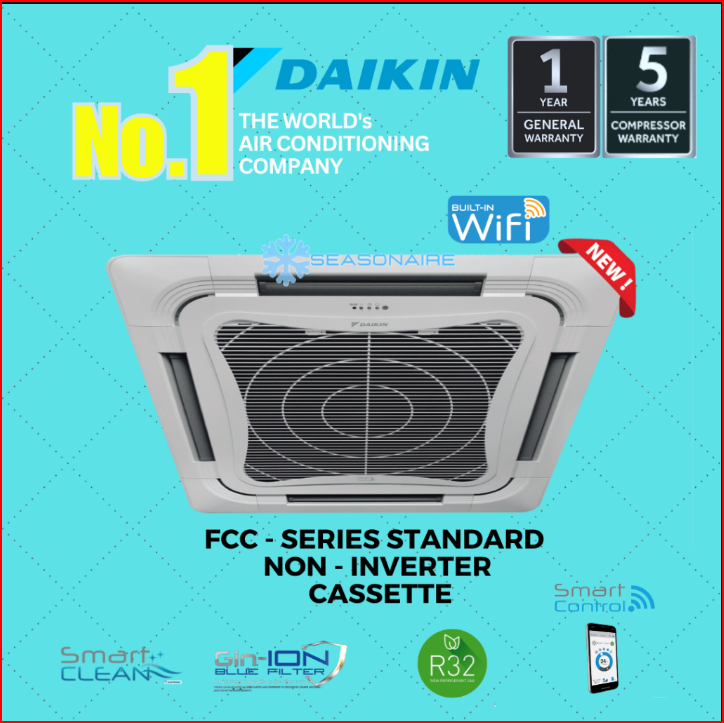 DAIKIN 2.0HP~3.0HP [ R32 ] STANDARD NON-INVERTER / CASSETTE TYPE AIR COND FCC-SERIES [WIFI] / DAIKIN / AIR COND