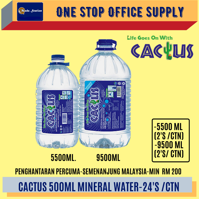 CACTUS (5500ML , 9500ML) MINERAL WATER -2 BOTOL (CARTON) /Cactus /Mineral Water /5500ml /9500ml /Cactus Mineral Water /Water/2 botol