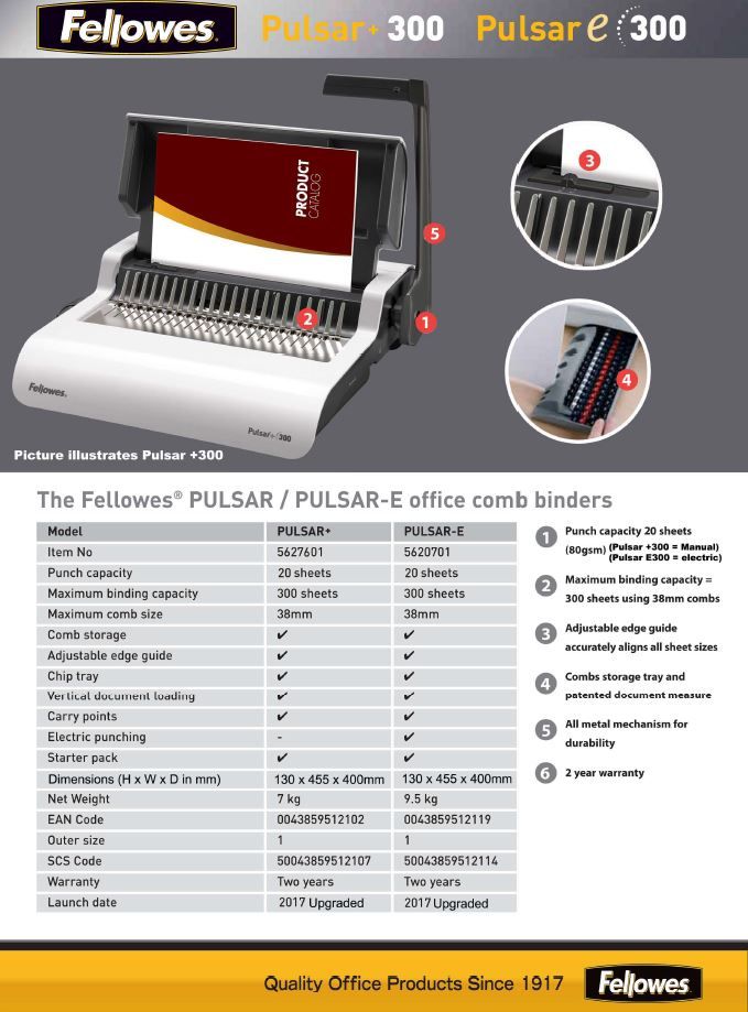 Fellowes Binding Machine Pulsar 300 (Manual)