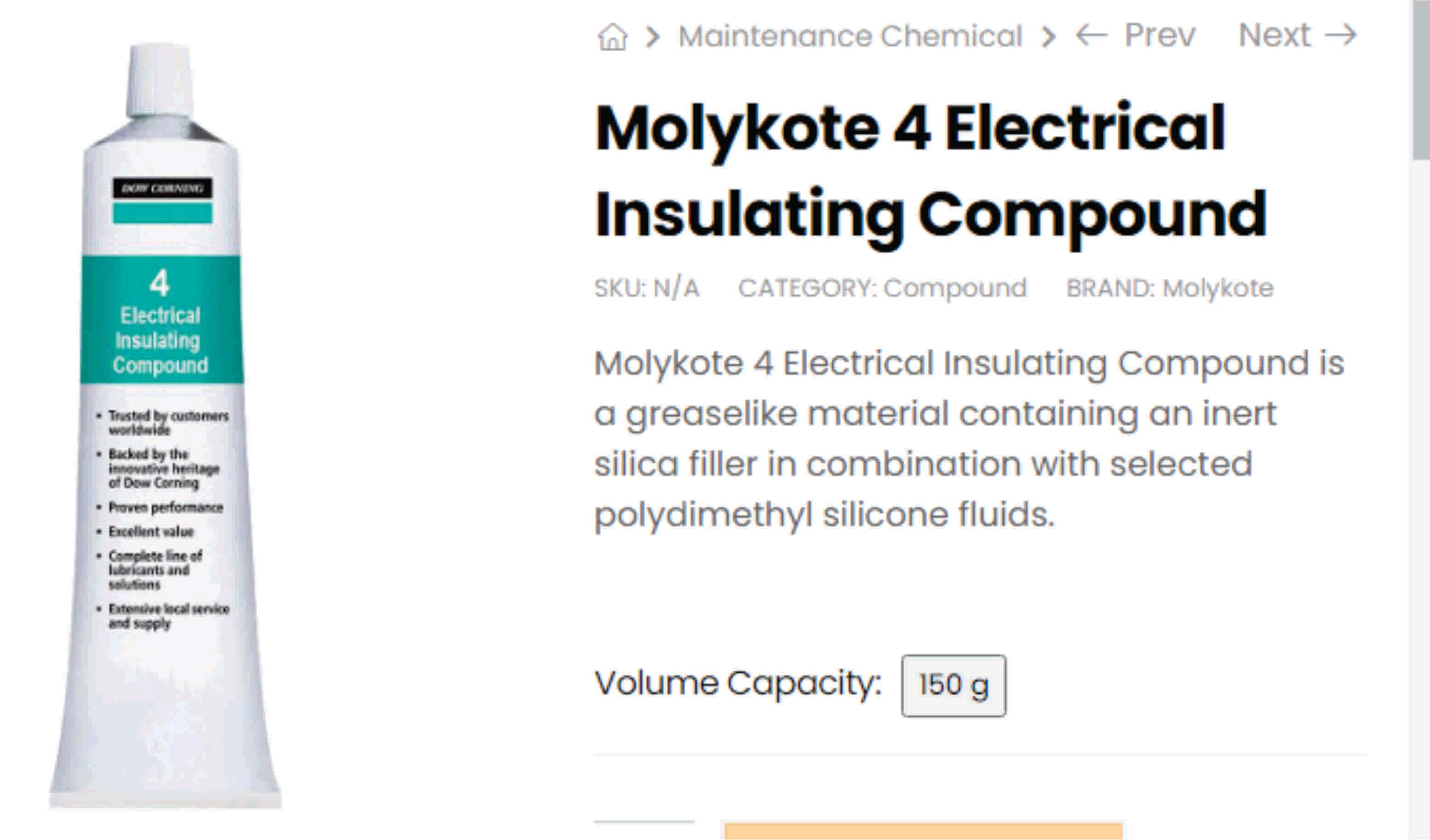 Molykote 4 Electrical Insulating Compound OCHA Molykote 4 Electrical Insulating Compound (150g)FREE DELIVERY MALAYSIA