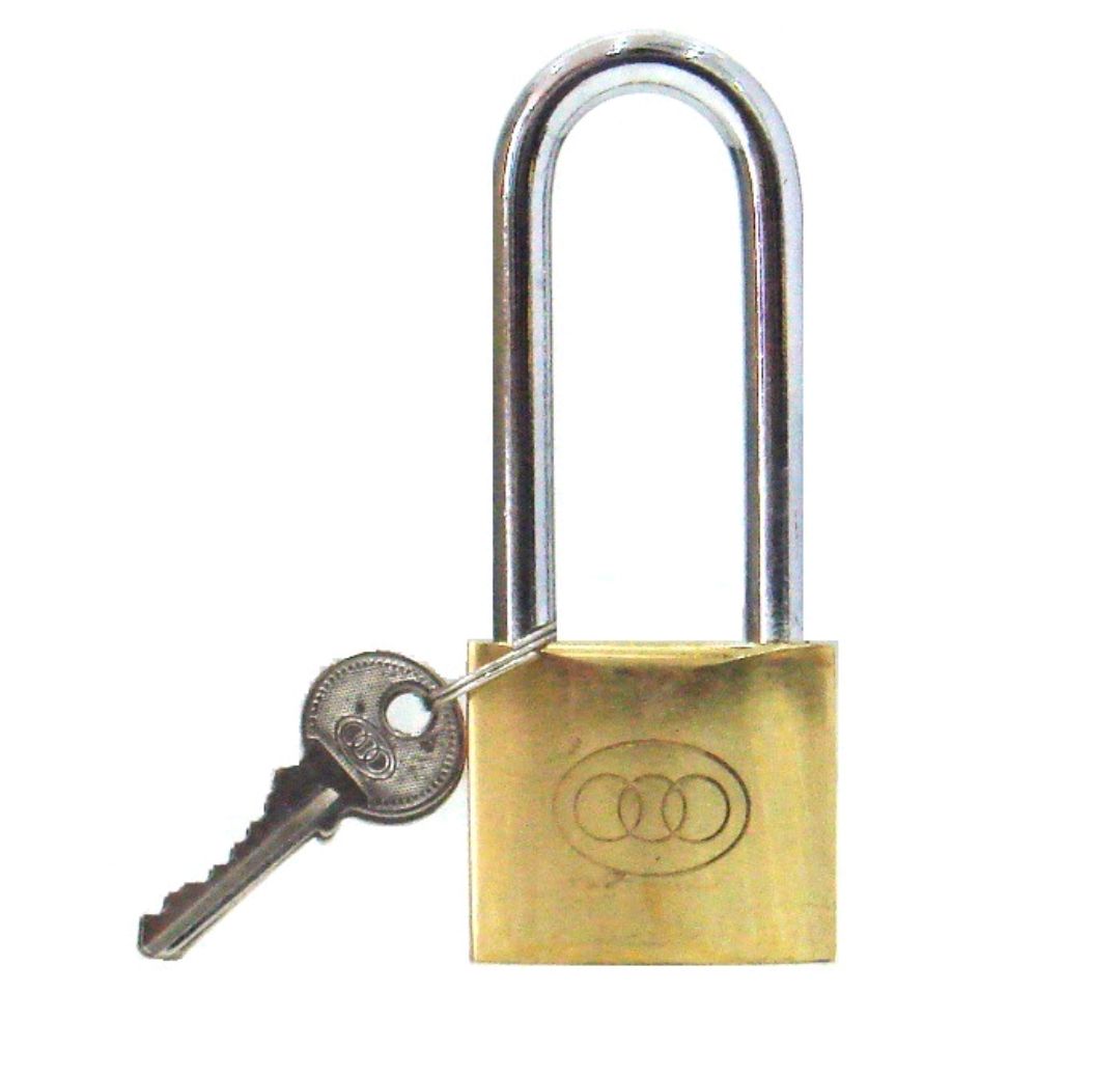 NA TRI-CIRCLE LONG SHACKLE BRASS PADLOCK 100% ORIGINAL