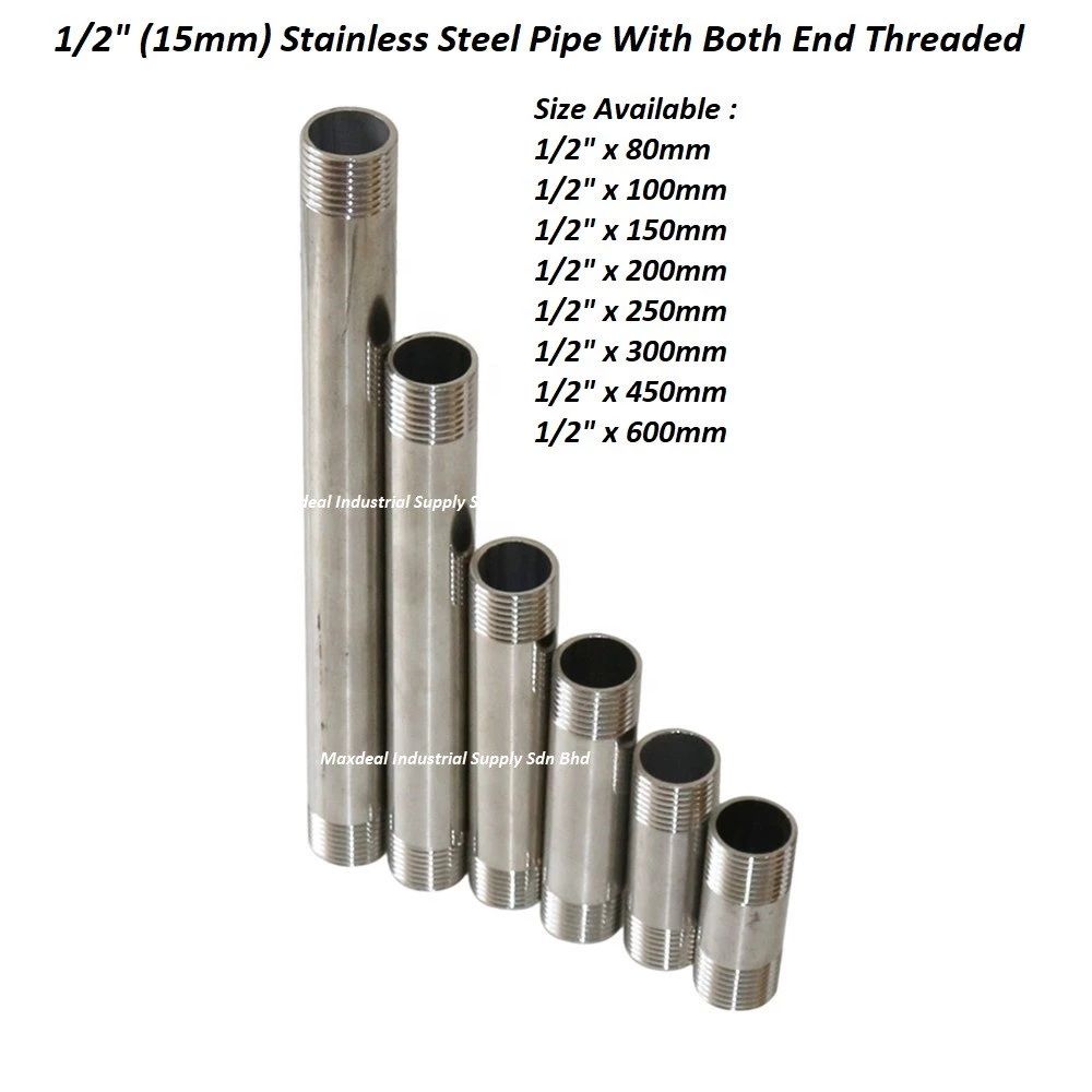 OEM 1/2" (15mm) Stainless Steel Extension Pipe Both End Threaded