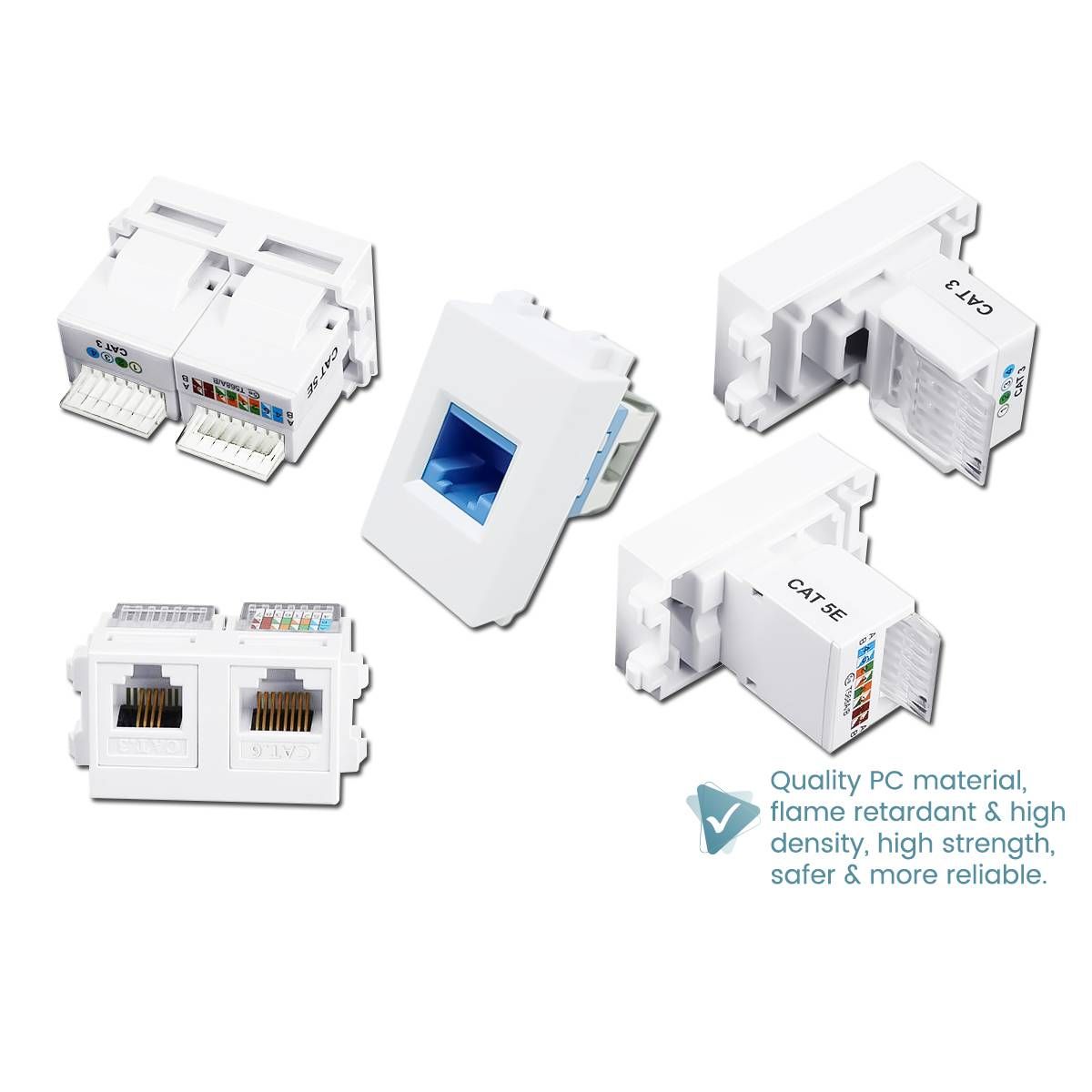 CAT3 CAT5E CAT6 RJ11 RJ45 WITH TOOLLESS KEYSTONE MODULAR JACK