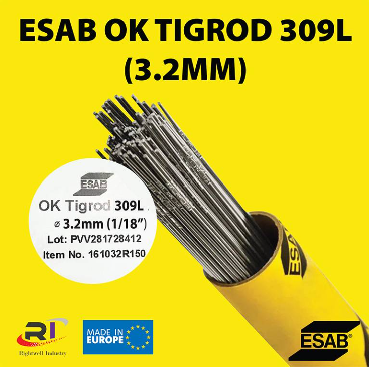 RIGHTWELL ESAB OK TIGROD 309L STAINLESS STEEL TIG WELDING ROD (3.2MM, 5KG)