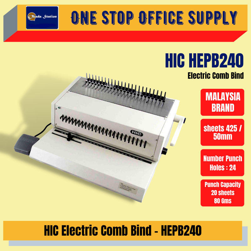 HIC Electric Comb Bind HEPB240 / Binds 425 sheets / Electric Comb Bind / Binding Machine