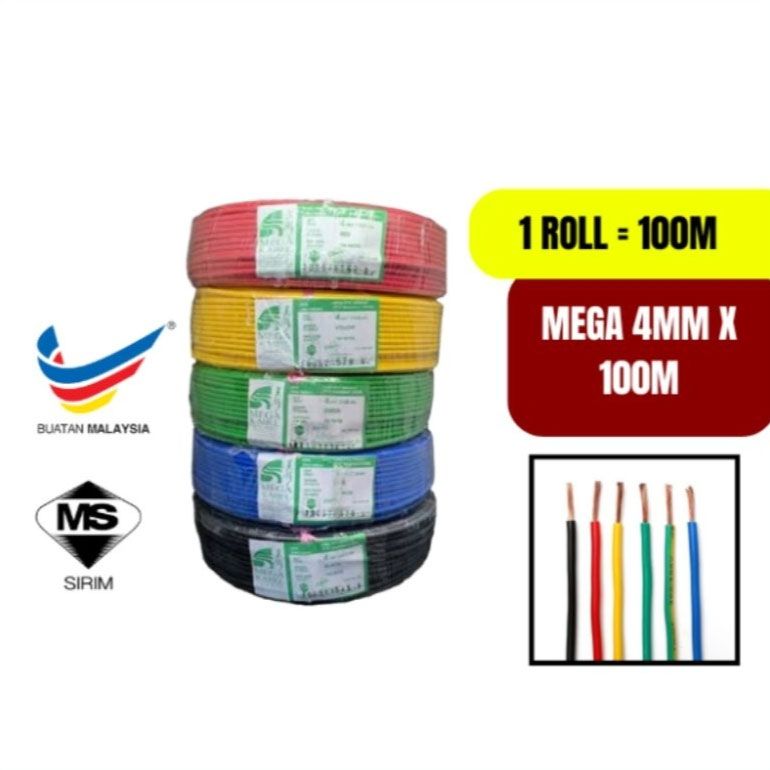 MEGA 4mm PVC Single Core Cable 100m (Roll)