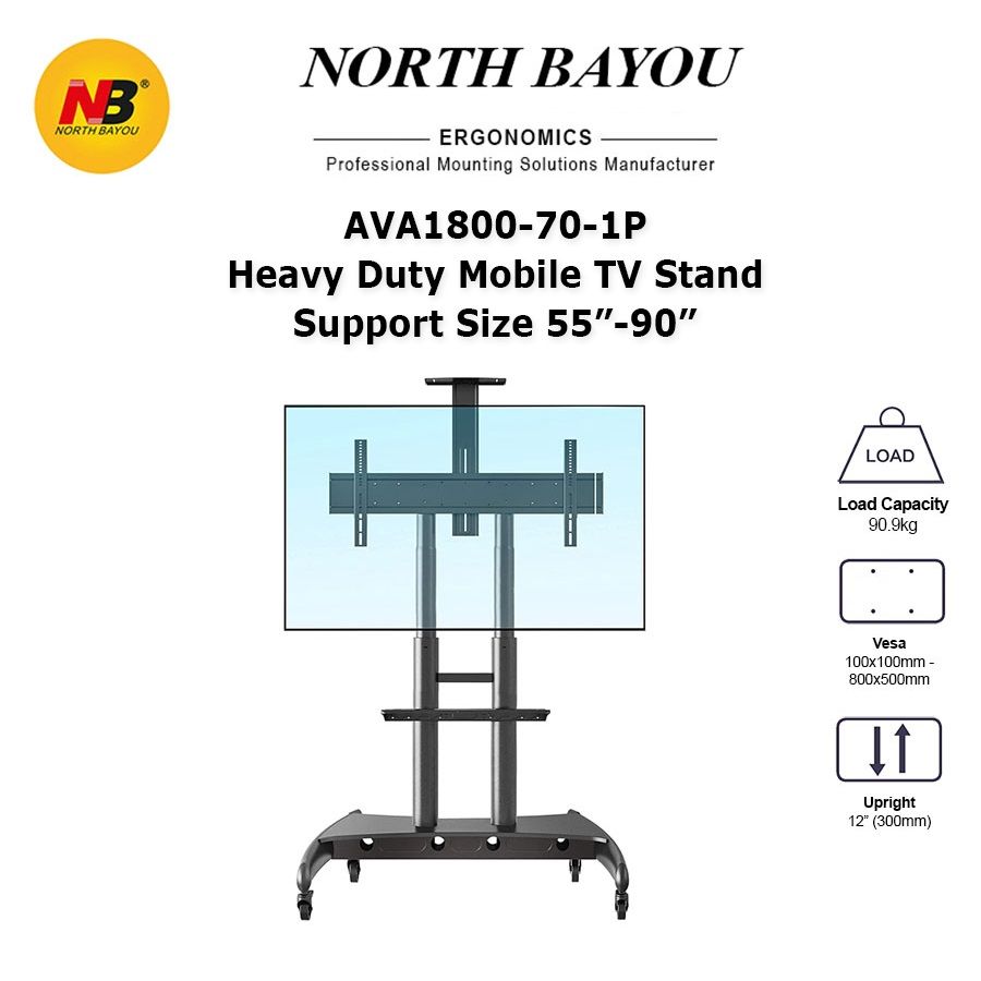 NB AVA1800-70-1P Mobile TV Stand for TV size 55"-90"