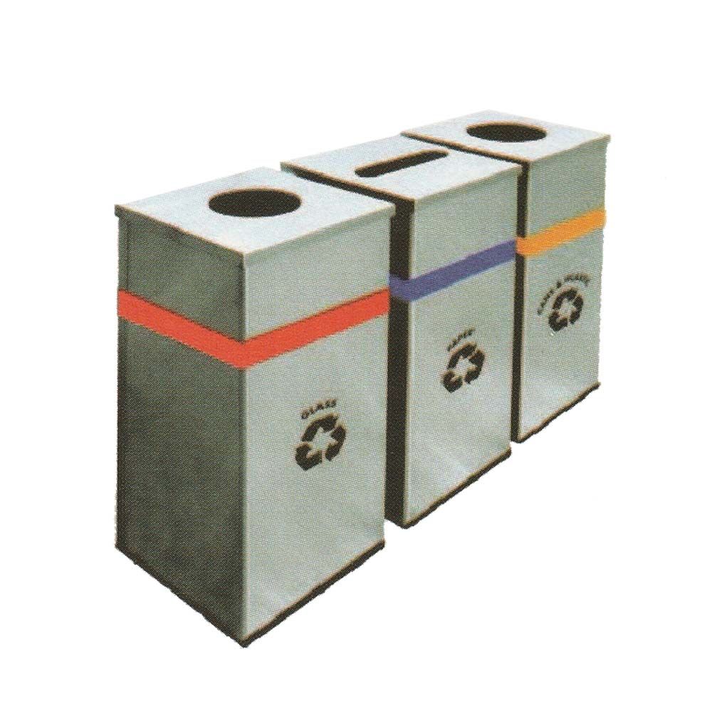 LEADER *LEADER 3 x 46 Liters Stainless Steel Square Recycle Bin