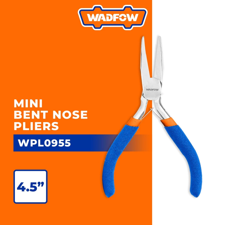 WADFOW MINI BENT NOSE PLIERS WITH PLASTIC HANDLE POLISHED (4.5" X 115MM) (WPL0955)