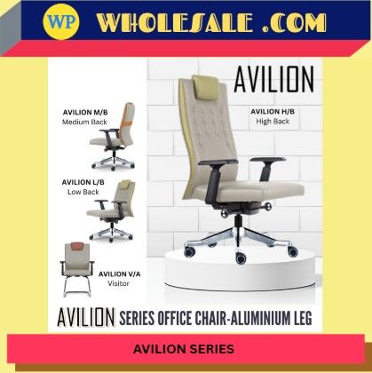 CLASSIC CHAIR AVILION ERGONOMIC OFFICE CHAIR - ALL SIZE / CHROME SERIES / OFFICE CONFERENCE CHAIR / OFFICE SWIVEL CHAIR / EXECUTIVE CHAIR / DIRECTOR CHAIR / OFFICE CHAIR / ALUMINIUM BASE / FABRIC / PU LEATHER / AVILION