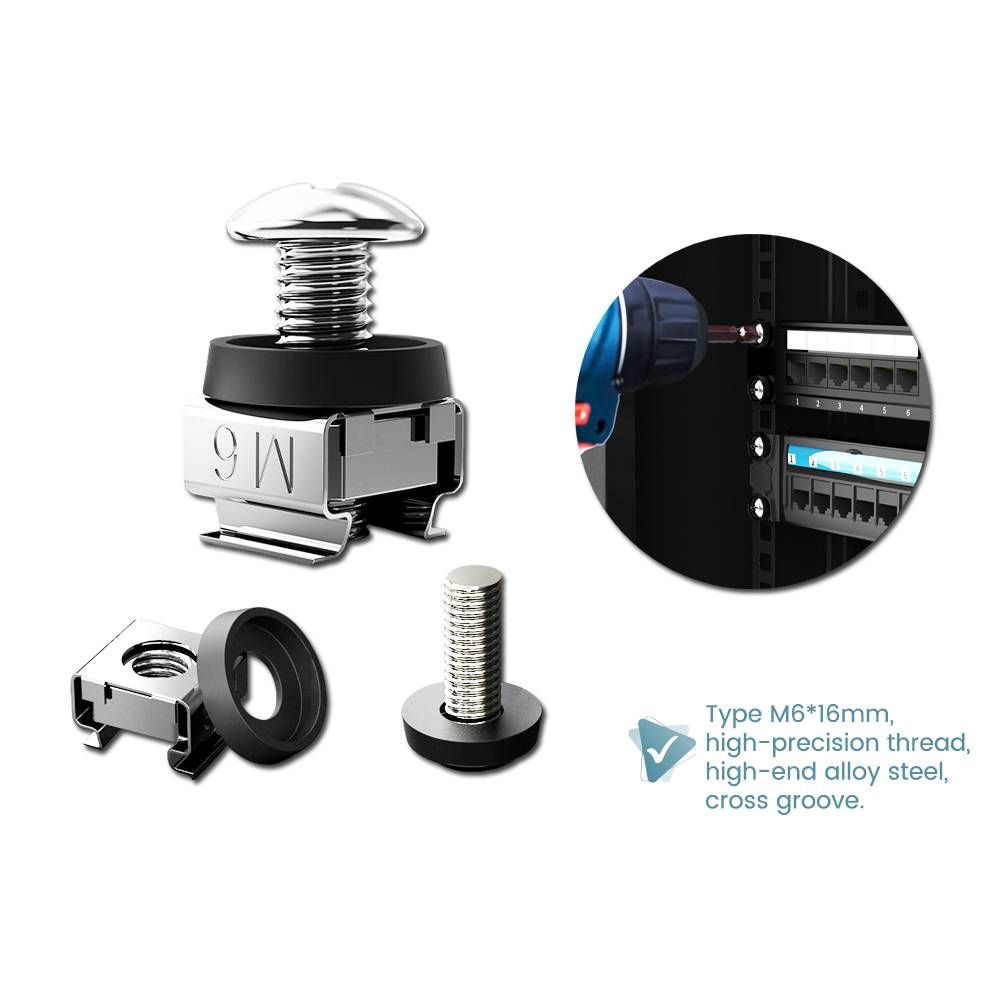M6 MOUNTING SCREWS & CAGE NUTS FOR SERVER RACK