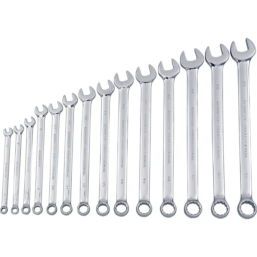Kennedy-Pro Cr-V Metric Combination Spanner Set, Set of 14