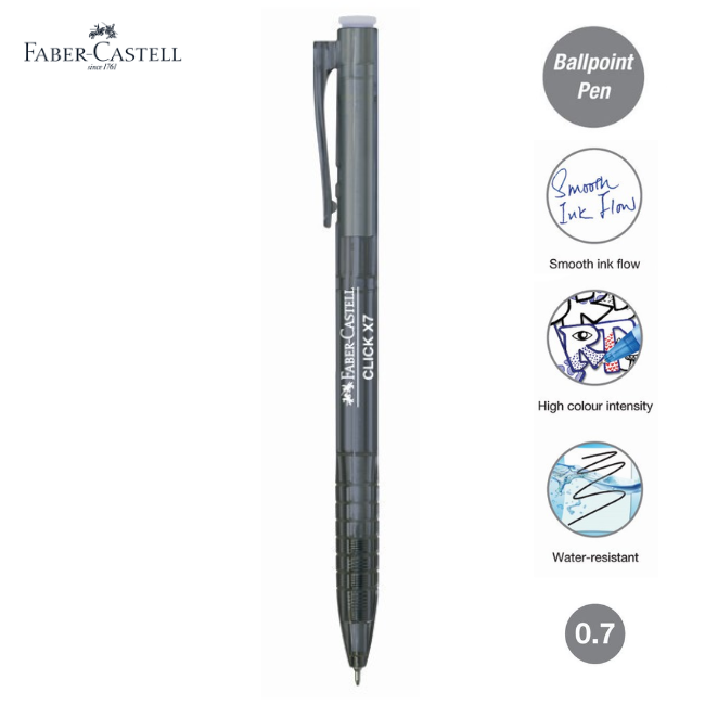 QP Faber-Castell Ball Pen Click X7/1422 0.7mm - Black