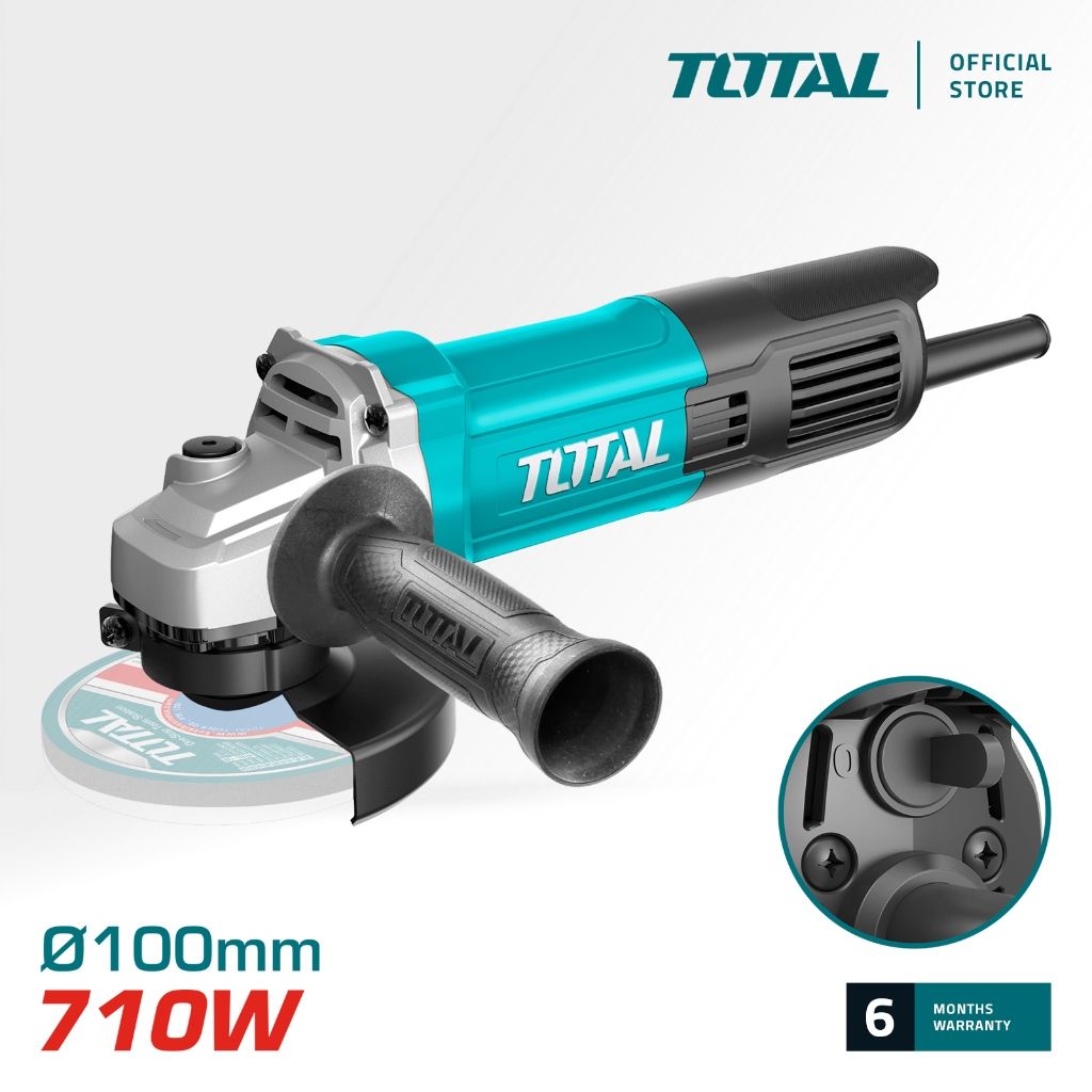 TOTAL ANGLE GRINDER (100MM/4") M10 THREAD WITH BACK/REAR SWITCH (710W) TG10710076