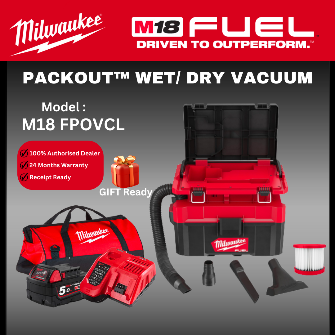 Milwaukee M18 FUEL PACKOUT WET/ DRY VACUUM / FPOVCL / Cordless Vacuum / Vacuum Cleaner / Wet Dry Vacuum