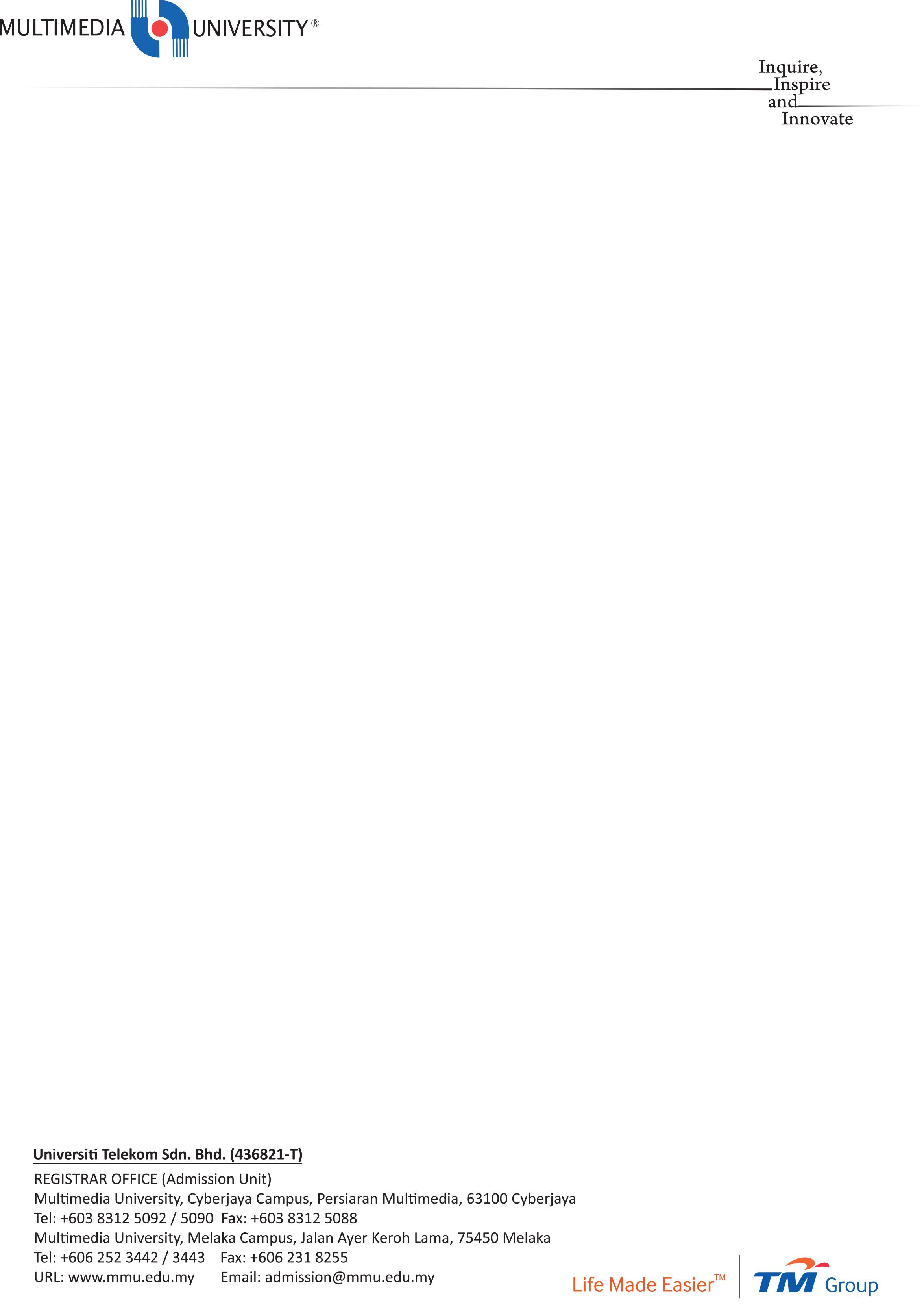 MMU Letterhead (Moq 10 rim)