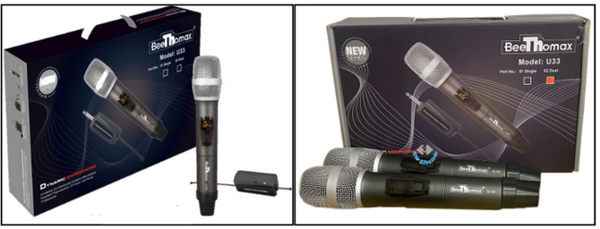 Beethomax Wireless Microphone / Wireless Hand-held Mic / Mikrofon Tanpa Wayar / MCMC Approval / Rechargeable USB UHF Receiver Dongle / SIRIM Certification / U33 / RS2468