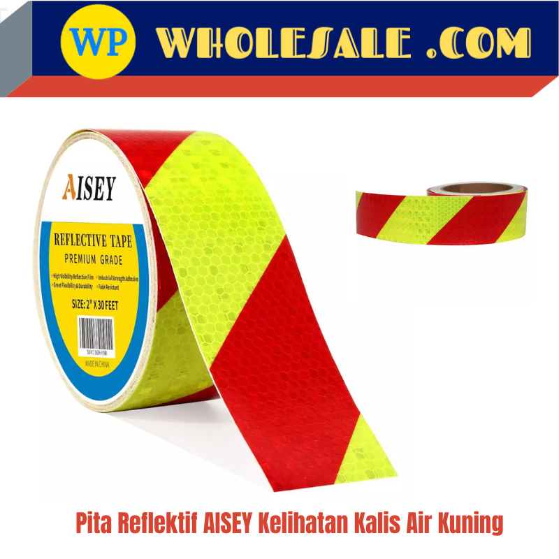 AISEY Pita Reflektif / AISEY / Kelihatan Kalis Air Kuning / Merah Jalur Awas Keselamatan / Pita Luaran, Pelekat / Pita Bahaya Reflektor / 2' x 30 FT